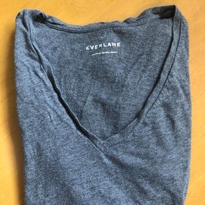 Everlane Cotton V-Neck Tee, Gray, Size L